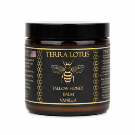 Terra Lotus front jar view showing vanilla honey tallow for natural hydration
