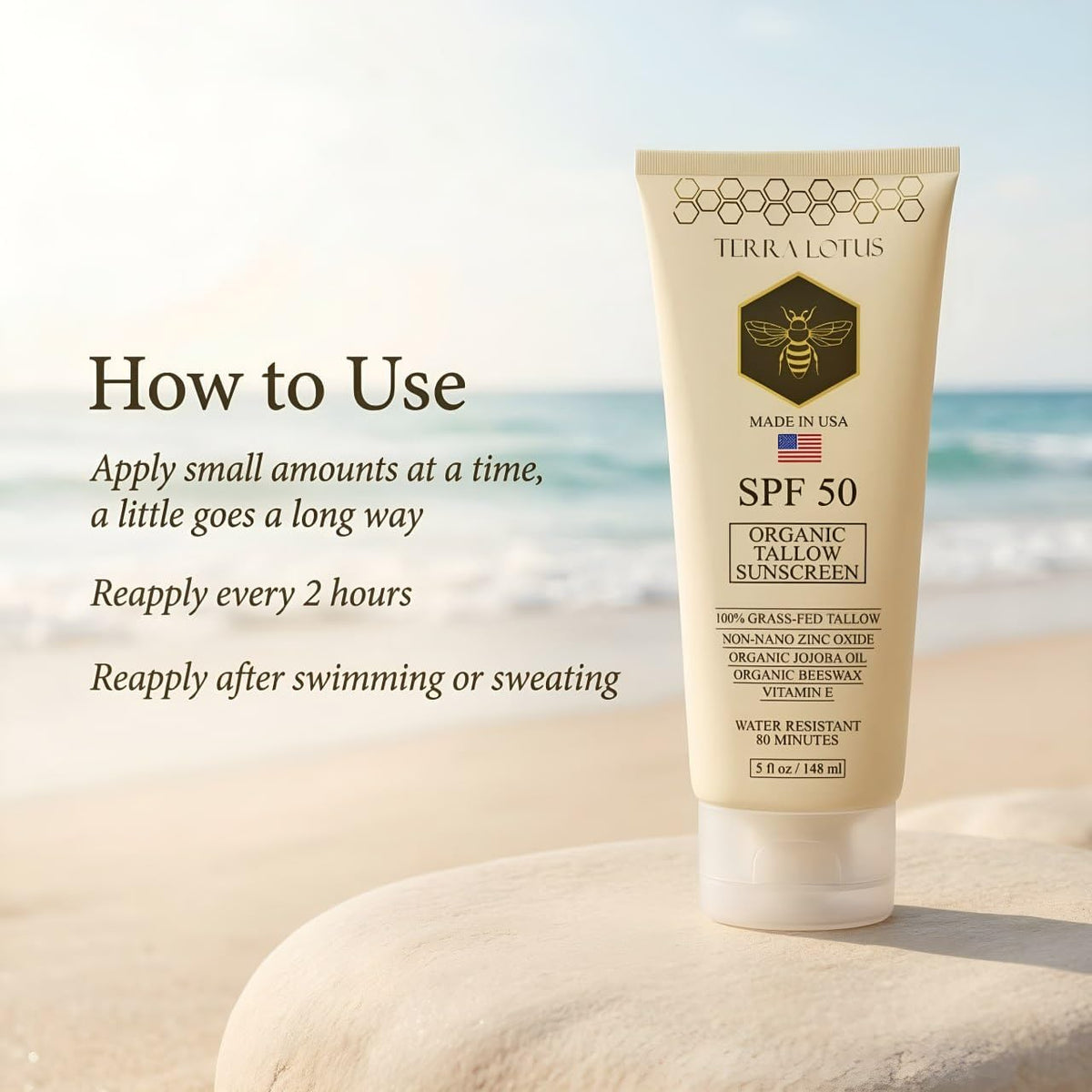 Terra Lotus non-nano zinc oxide powder detail showing mineral protection benefit