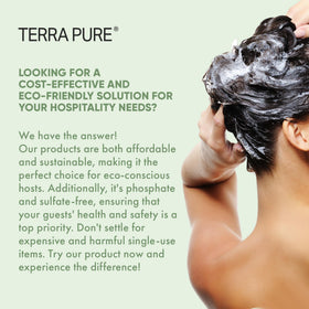 Terra Pure gallon held by hand demonstrating scale and easy handling benefit