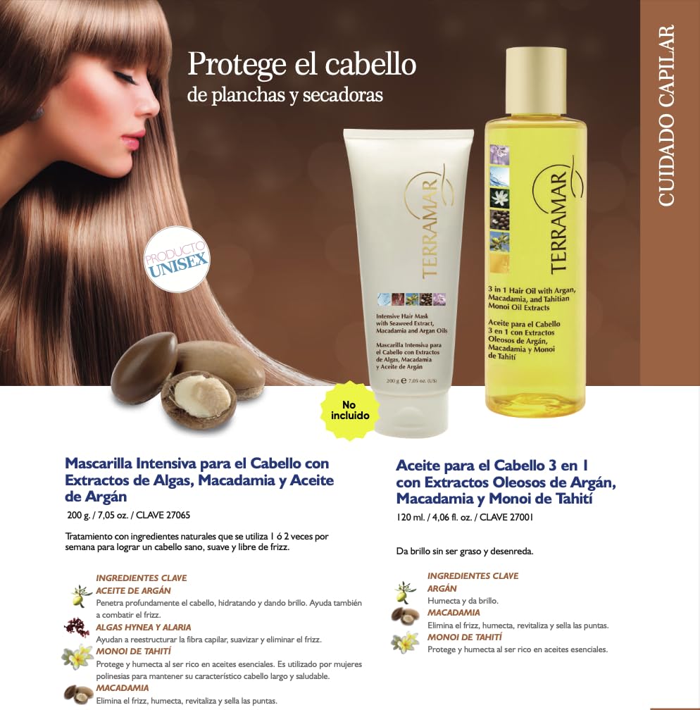 Terramar applied to damp hair during styling to detangle and protect from heat for smoother results
