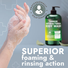 Terramed body wash in shower use with man and woman for daily freshness