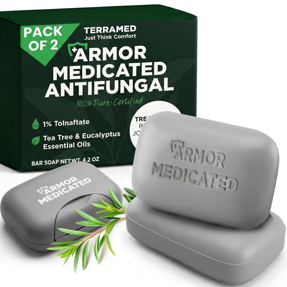 Terramed Just Think Comfort front packaging showing medicated antifungal benefits