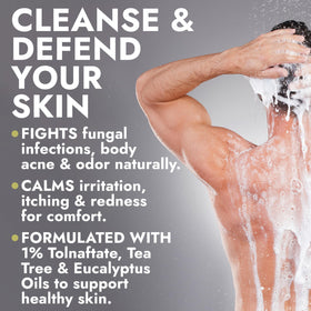Terramed Just Think Comfort ingredients display with tea tree and eucalyptus for soothing effect