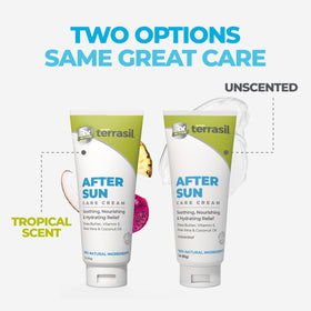 terrasil tube with open cap dispensing lotion for quick, easy application