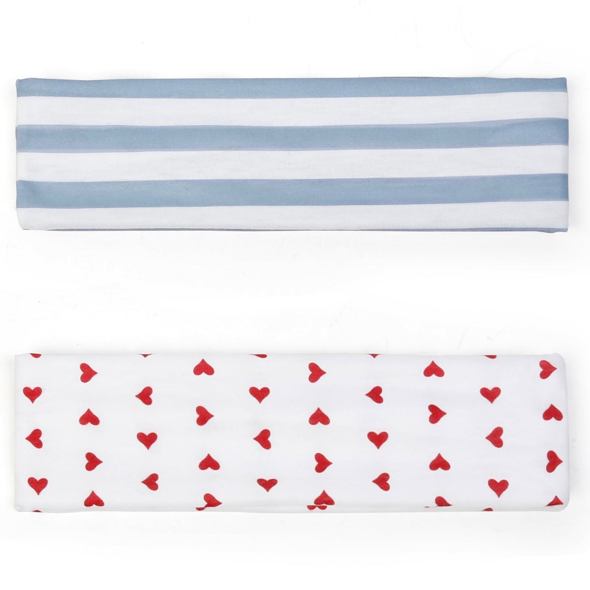 TERSE heart-pattern headband detail showing print clarity and festive look