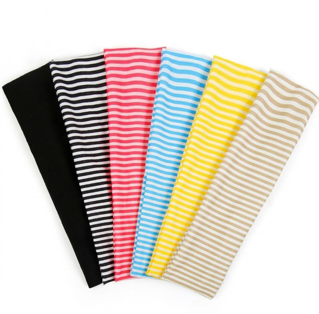 TERSE front packaging displaying six colorful stripe headbands and benefits