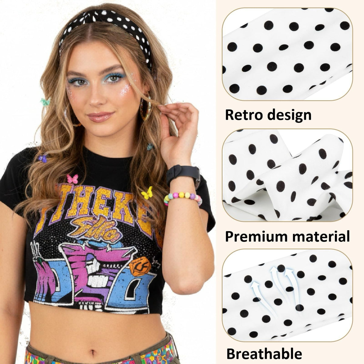 TERSE headband worn by model outdoors demonstrating secure fit benefit