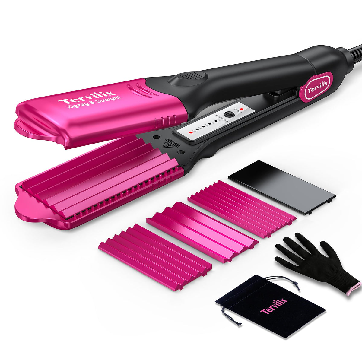 Terviiix front view pink crimper showing compact shape and benefits