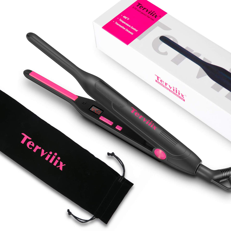 Terviiix front view of mini flat iron showing compact design and travel readiness