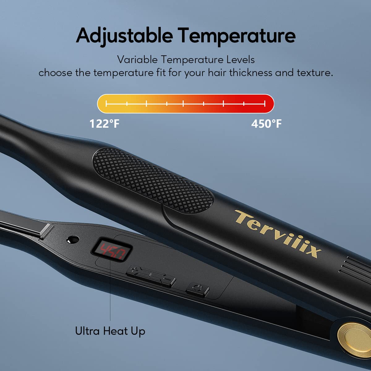 Terviiix mini iron in use along hairline demonstrating precise edge control and smooth finish