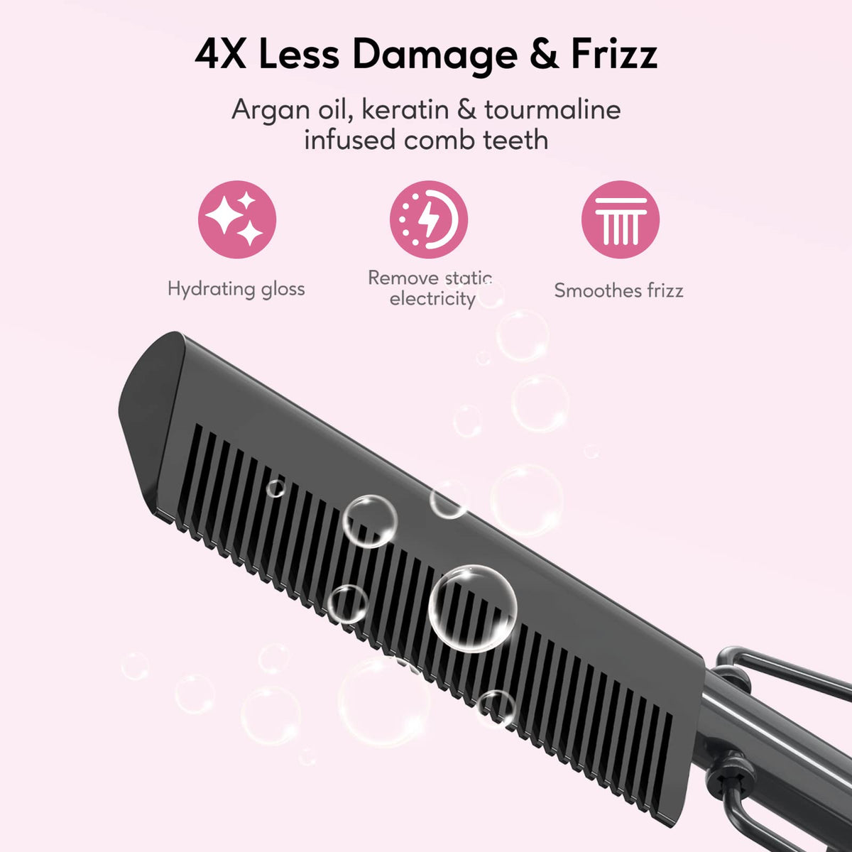 Terviiix comb in use on natural hair delivering frizz reduction and straightening