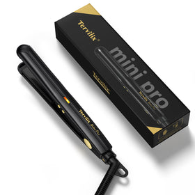 Terviiix mini flat iron front view showing compact design and control buttons for travel convenience