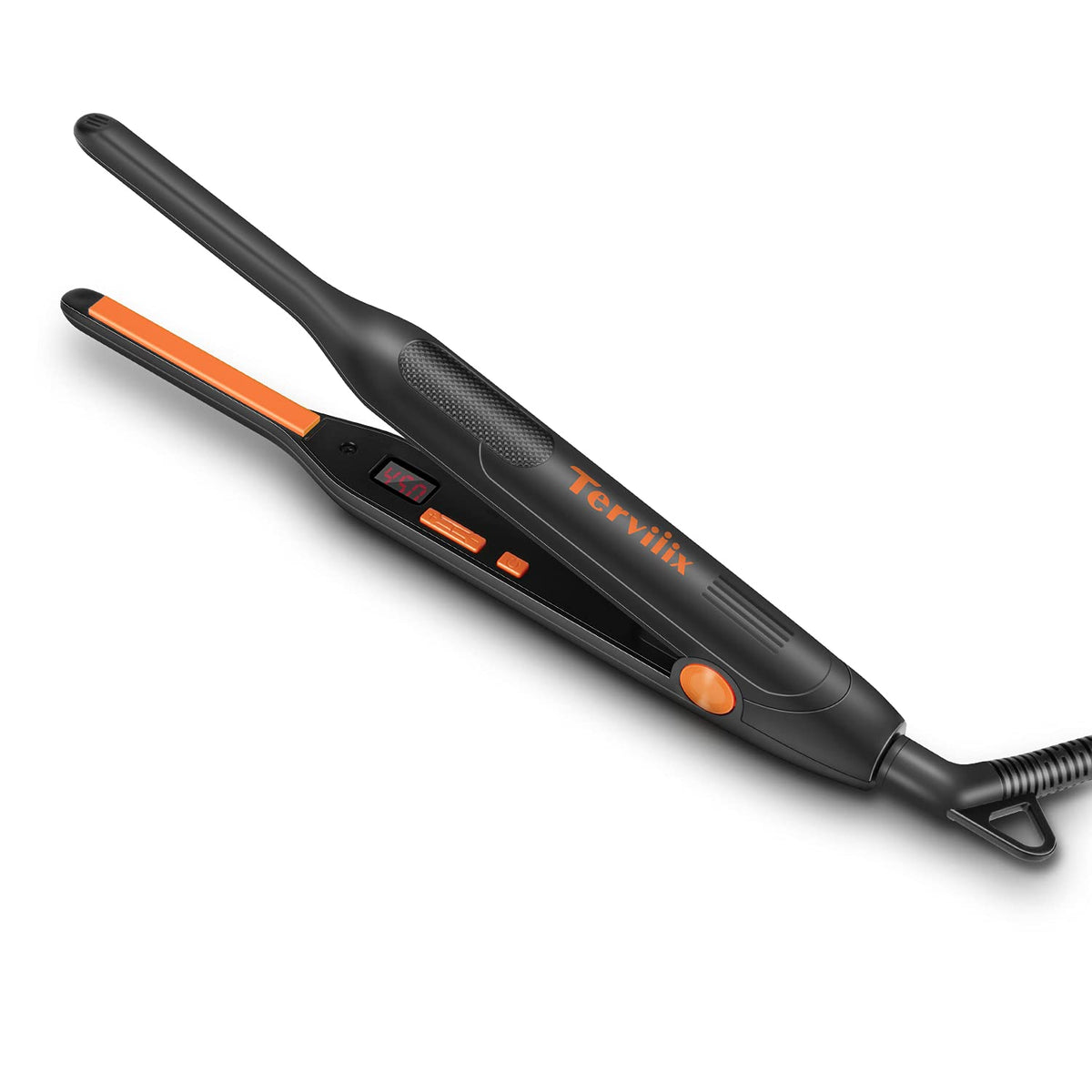 Terviiix mini flat iron front view showing compact design and slim plates for precision