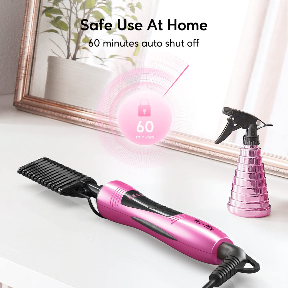 Terviiix 360° swivel cord and temperature controls for tangle-free styling