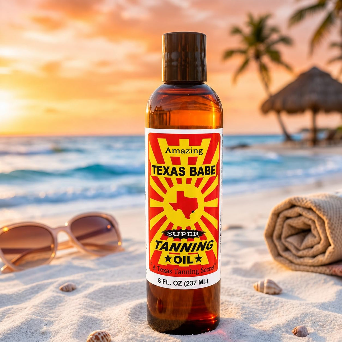 Texas Babe oil texture close-up highlighting lightweight absorption and silky finish