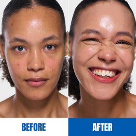 TFIT model applying under-eye shade demonstrating brightening benefit for tired eyes
