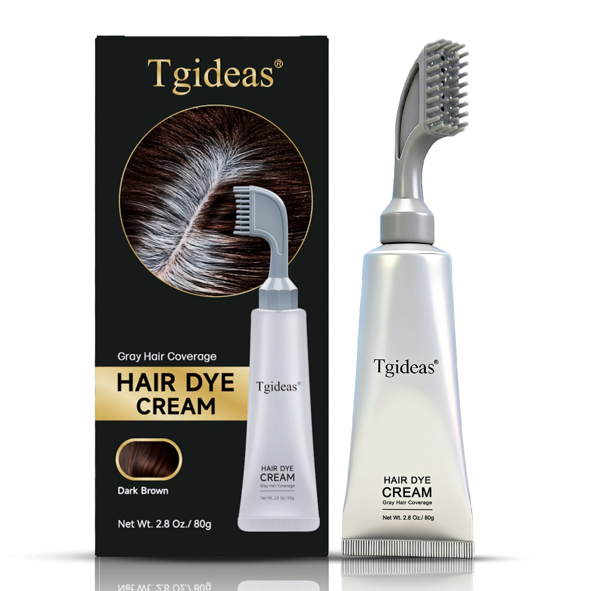 tgideas front packaging dark brown showing product and shade benefits