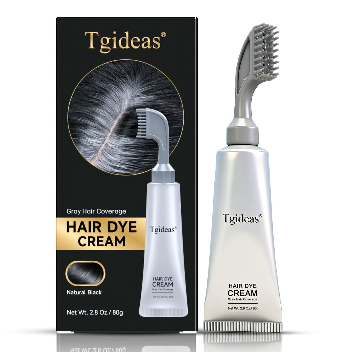 Tgideas front packaging showing Natural Black shade and benefits