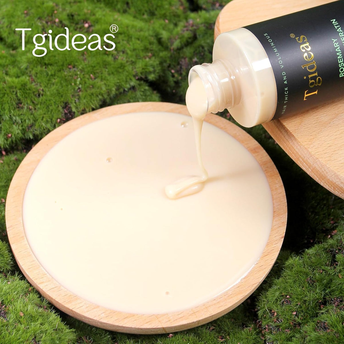 Tgideas 7.4 fl oz bottle next to common items for scale