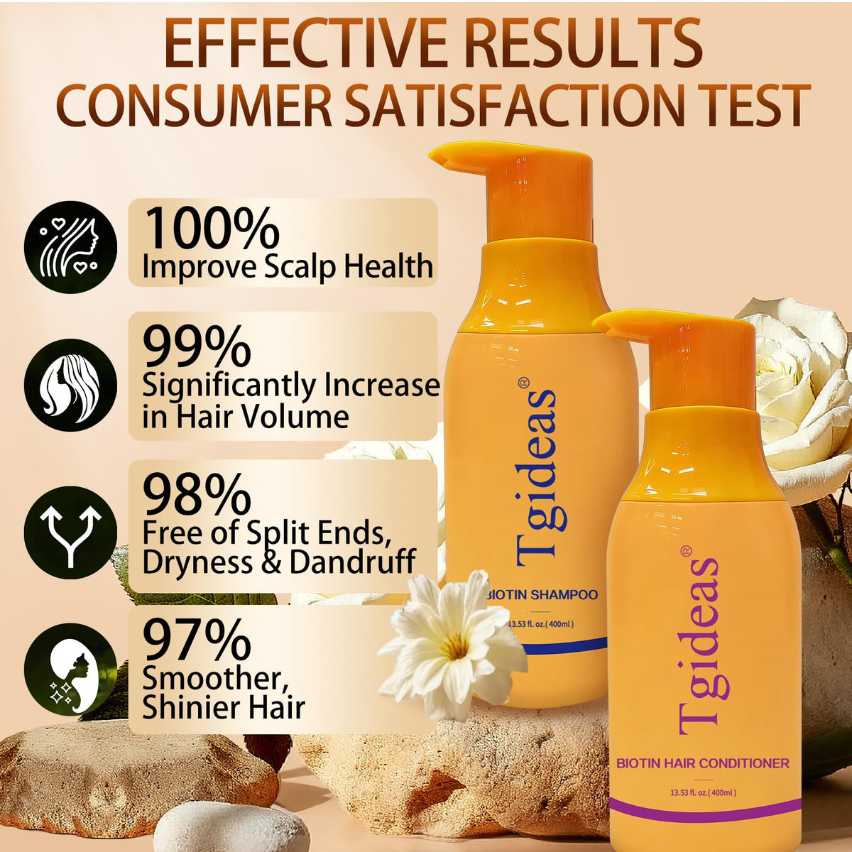 Tgideas shampoo and conditioner in shower illustrating gentle cleansing benefit