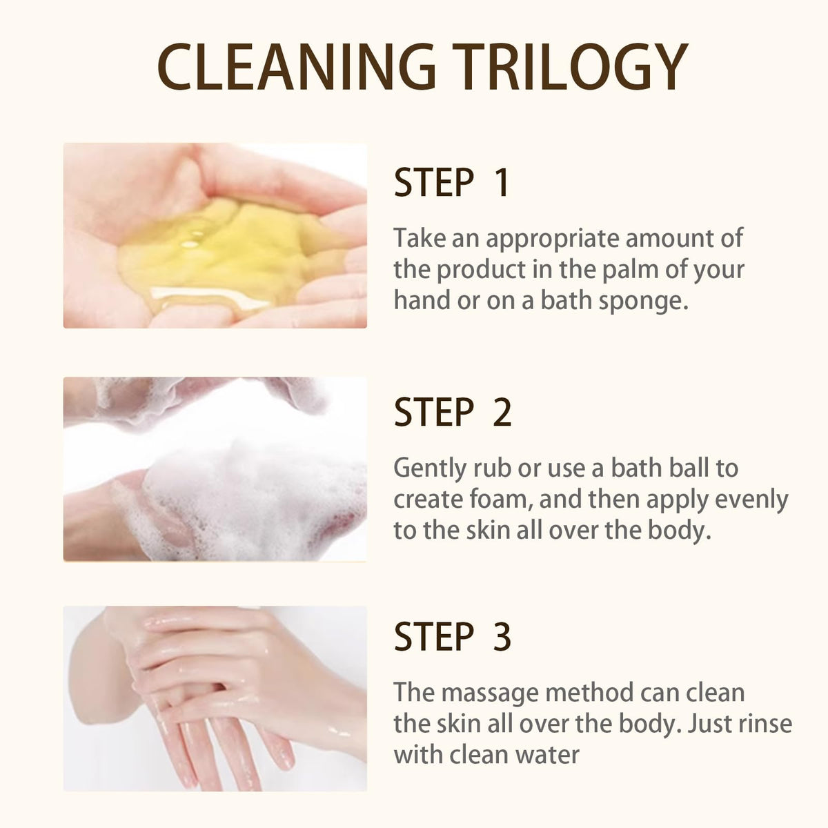Tgideas in-shower bottle used on body showing thorough pore-cleansing action
