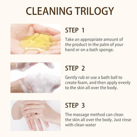 Tgideas in-shower bottle used on body showing thorough pore-cleansing action