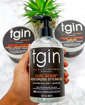 tgin Curl Bomb gel texture close-up displaying gel clarity and hydration benefits