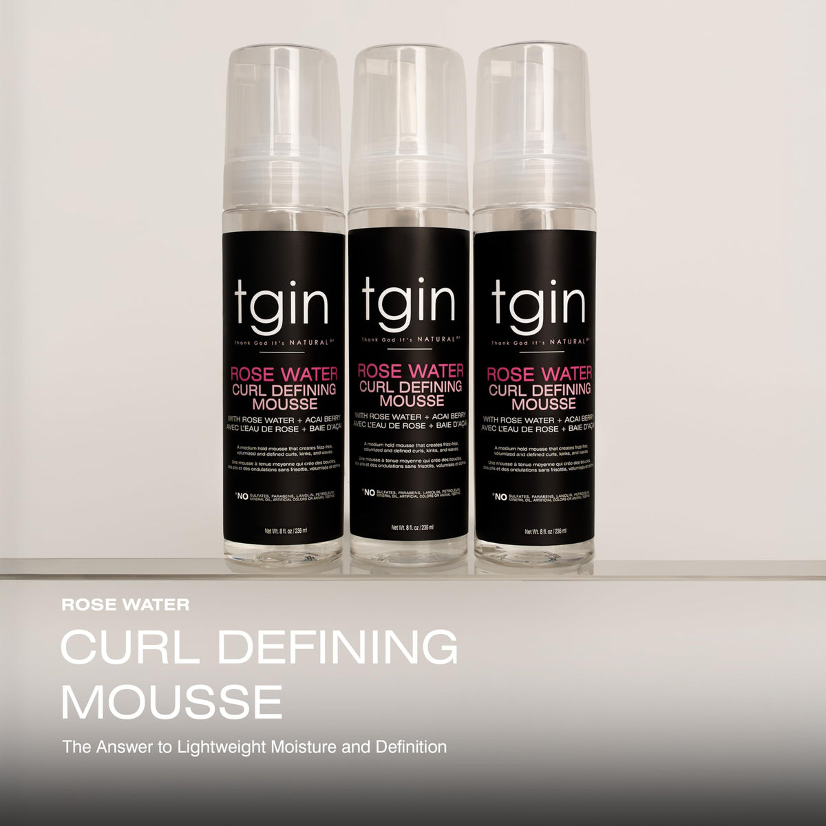 tgin close-up foam texture demonstrating airy mousse for even curl coverage