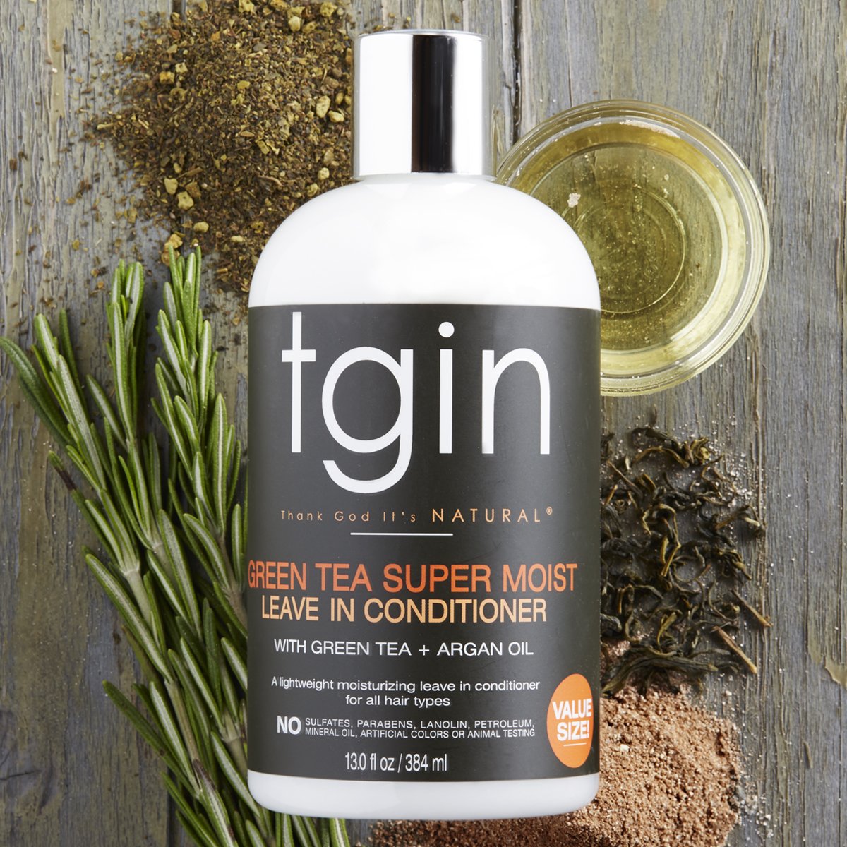tgin pump dispensing creamy leave-in texture for easy application