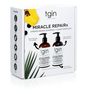 tgin RepaiRx shampoo pump closeup conveying easy dispensing and gentle cleanse