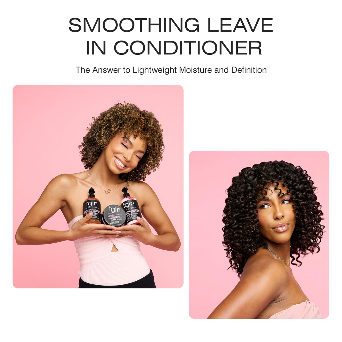 tgin in-hand application on damp hair demonstrating detangling benefit