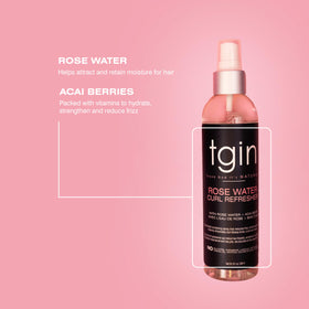 tgin label closeup showing rose water and acai berry ingredients