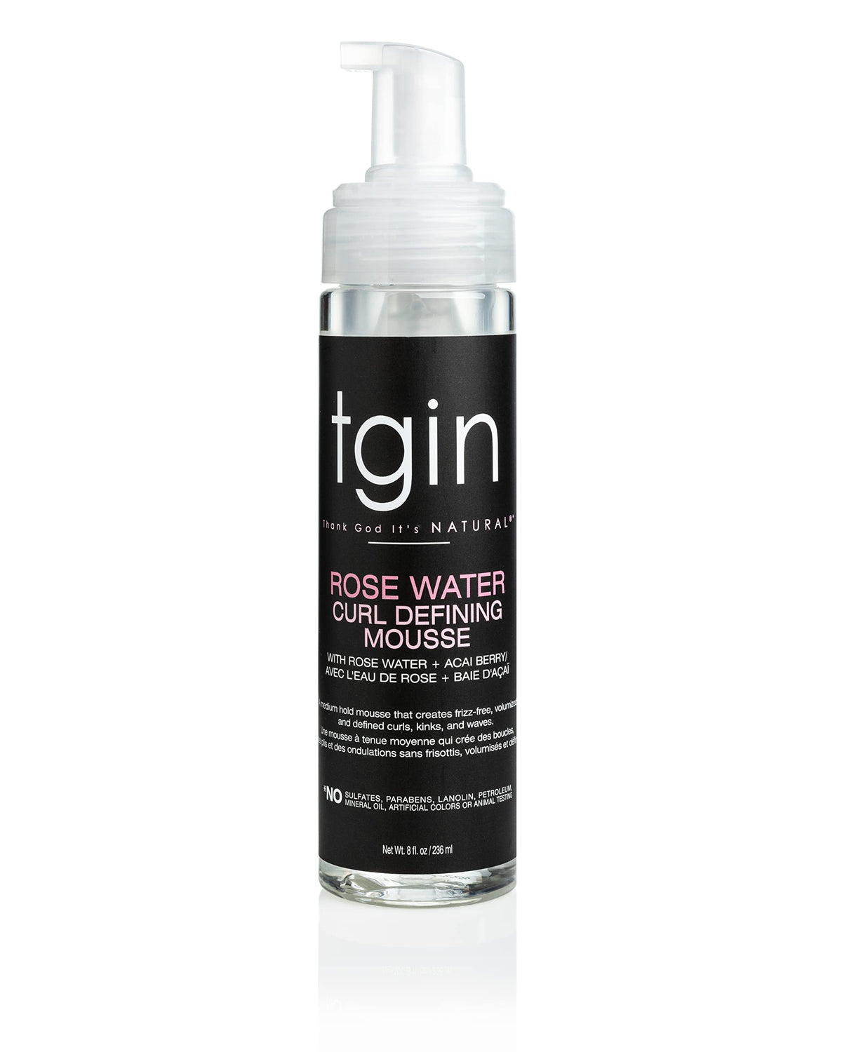 tgin front packaging showing bottle and branding, highlights lightweight hold
