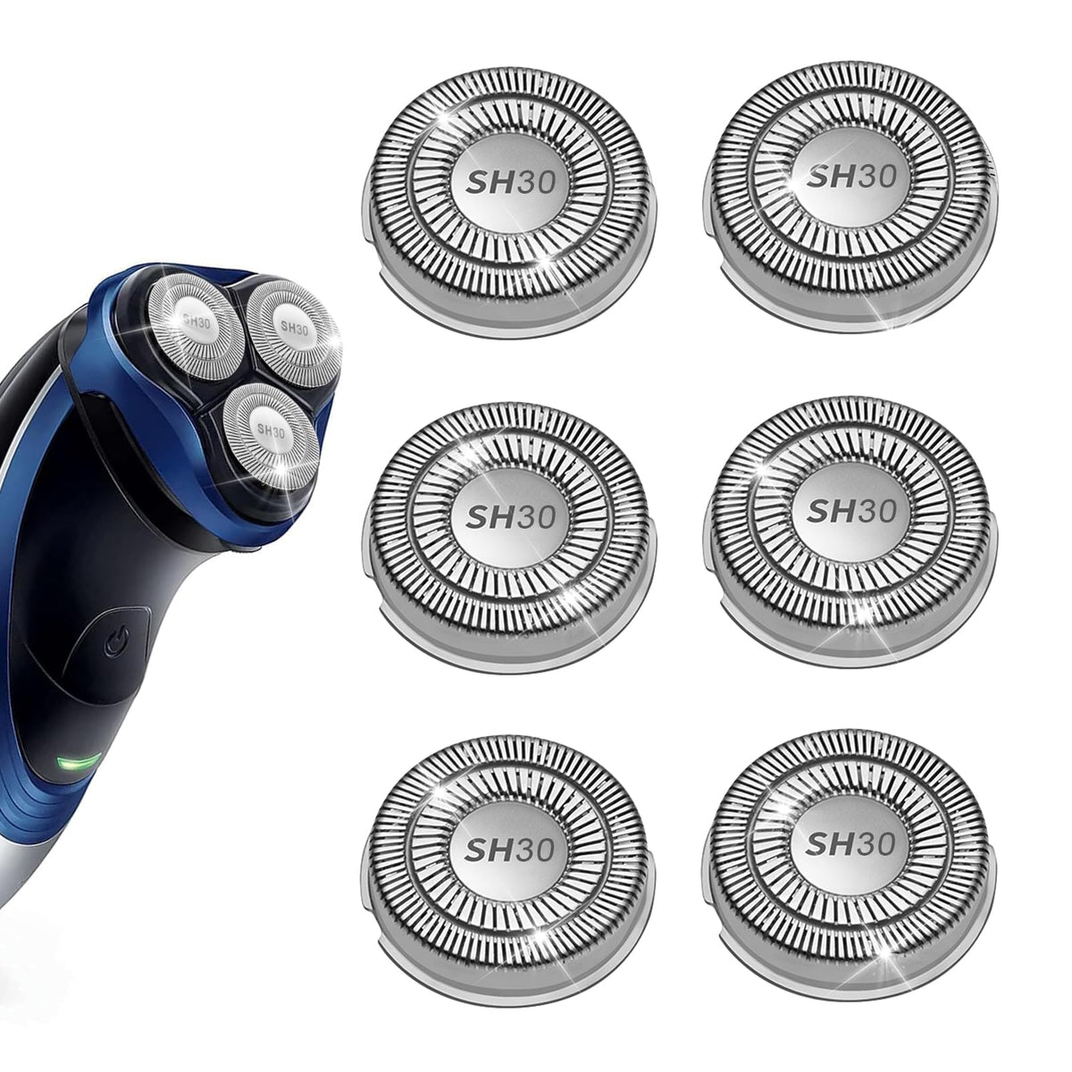 TGSBHIO front packaging showing six SH30 heads and compatibility list benefit