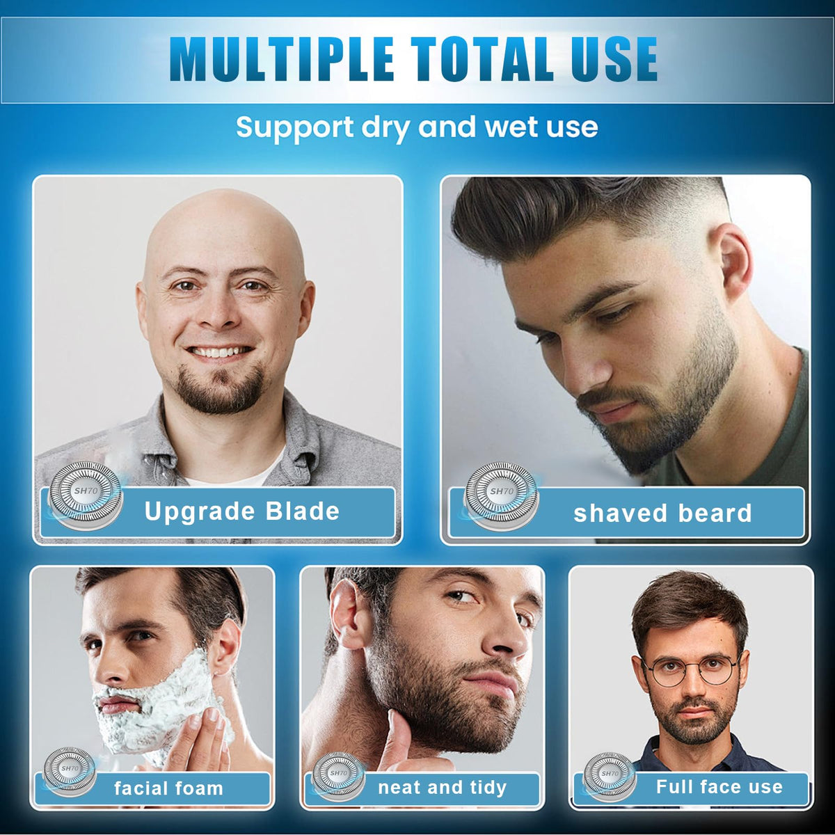 TGSBHIO SH70 pack of six arranged to show quantity and value for extended head replacement