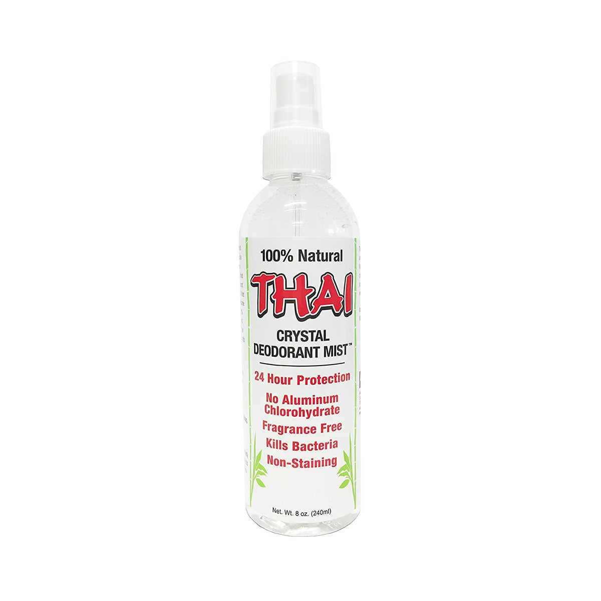 THAI front bottle view showing label and 8 ounce size, clear benefit of natural odor control