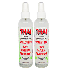 Thai Deodorant Stone front packaging showing two 8 oz bottles and clear labeling for convenience