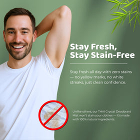 Thai Deodorant Stone applied to underarm demonstrating fast-drying freshness