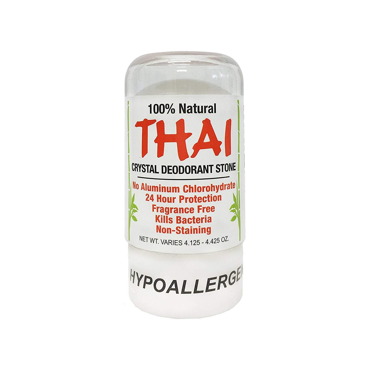 Thai Deodorant Stone front packaging showing crystal stick and long-lasting benefit