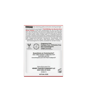 THAYERS close-up of label details conveying dermatologist-tested, fragrance-free benefit