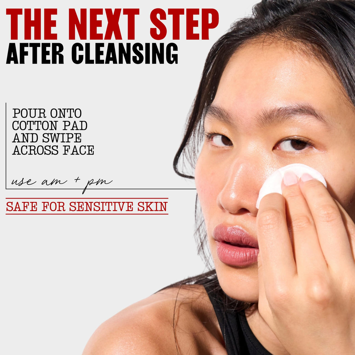 Thayers bottle in bathroom routine showing daily use and balanced skin results