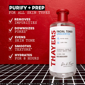 Thayers clear toner texture pouring from bottle to demonstrate hydrating lightweight formula benefits
