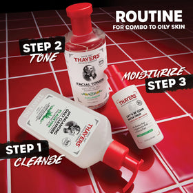 THAYERS cream spread on skin illustrating smoothing effect and reduced shine