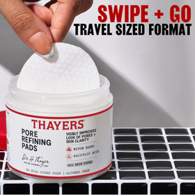 Witch hazel and botanical visuals representing Thayers calming extract
