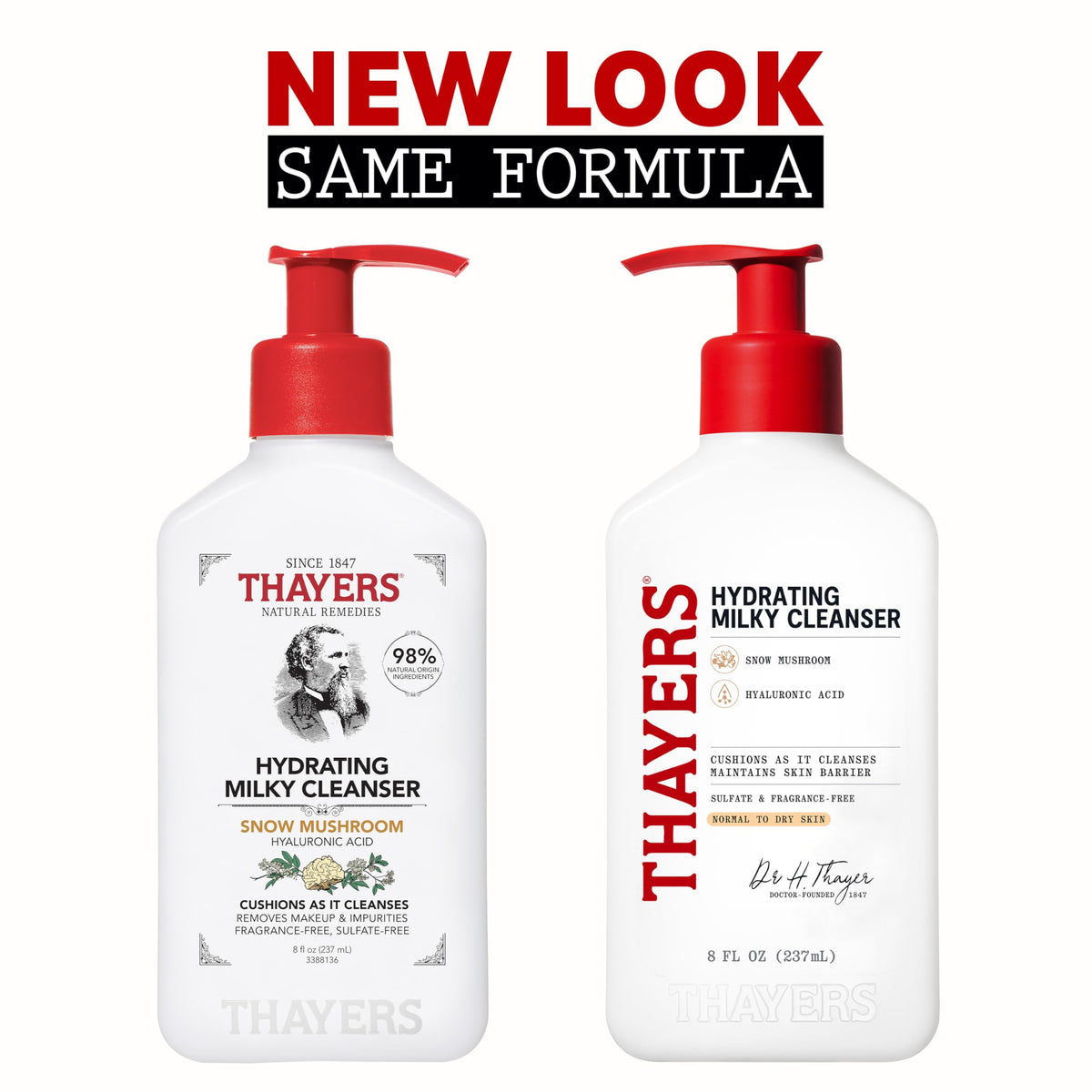 Thayers pump and cap detail demonstrating easy dispensing and hygienic use