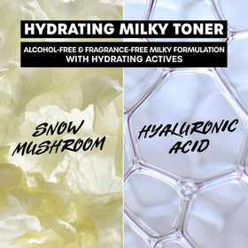 Applying Thayers Milky Toner with hands showing hydrated finish