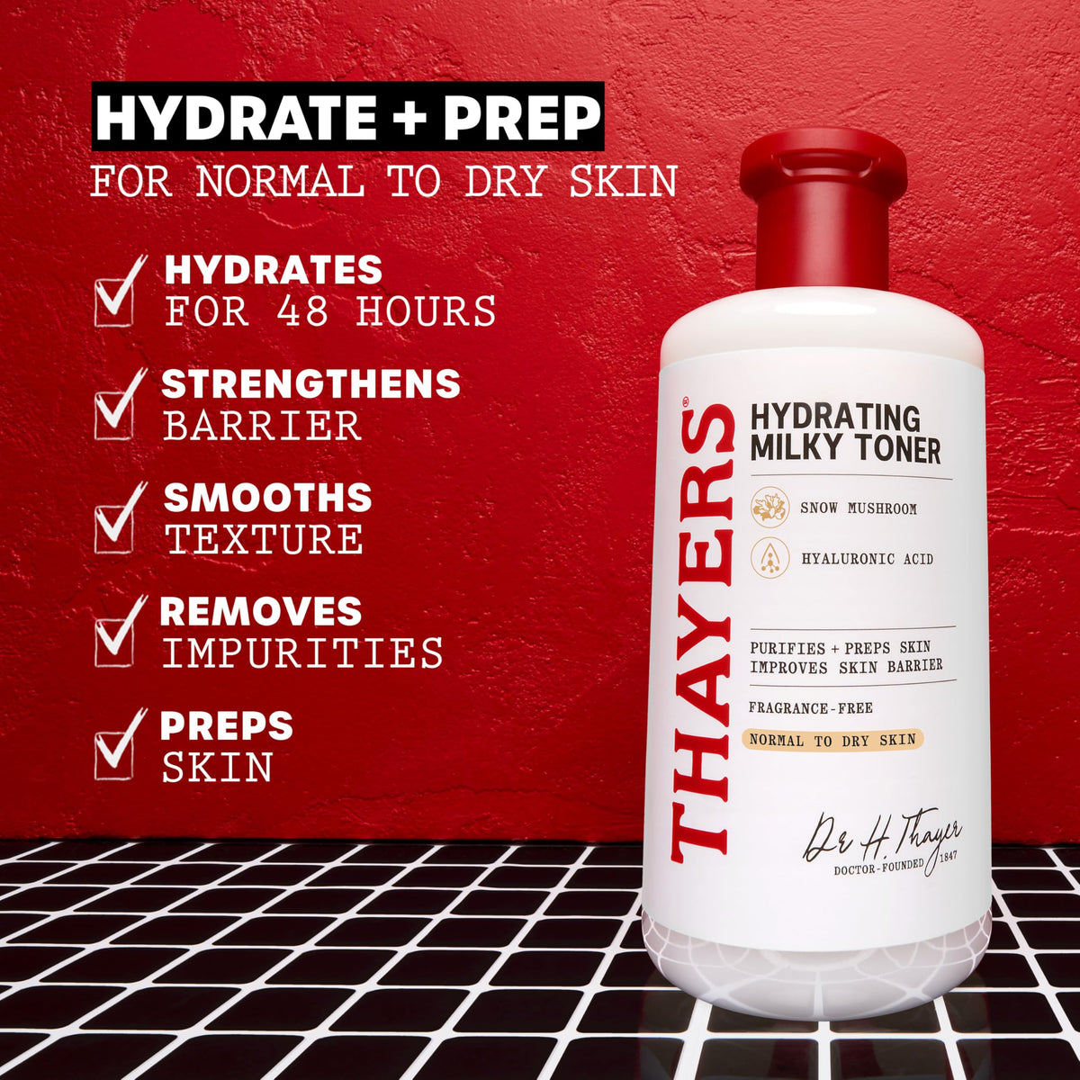 Thayers pouring milky toner illustrating easy application and moisture