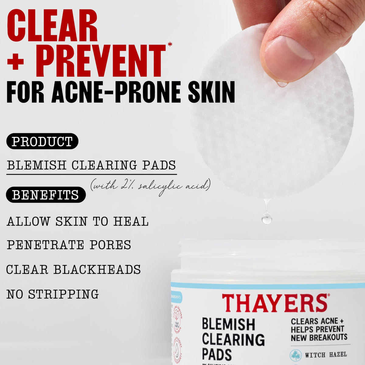 Thayers pad being applied to face demonstrating easy application benefit