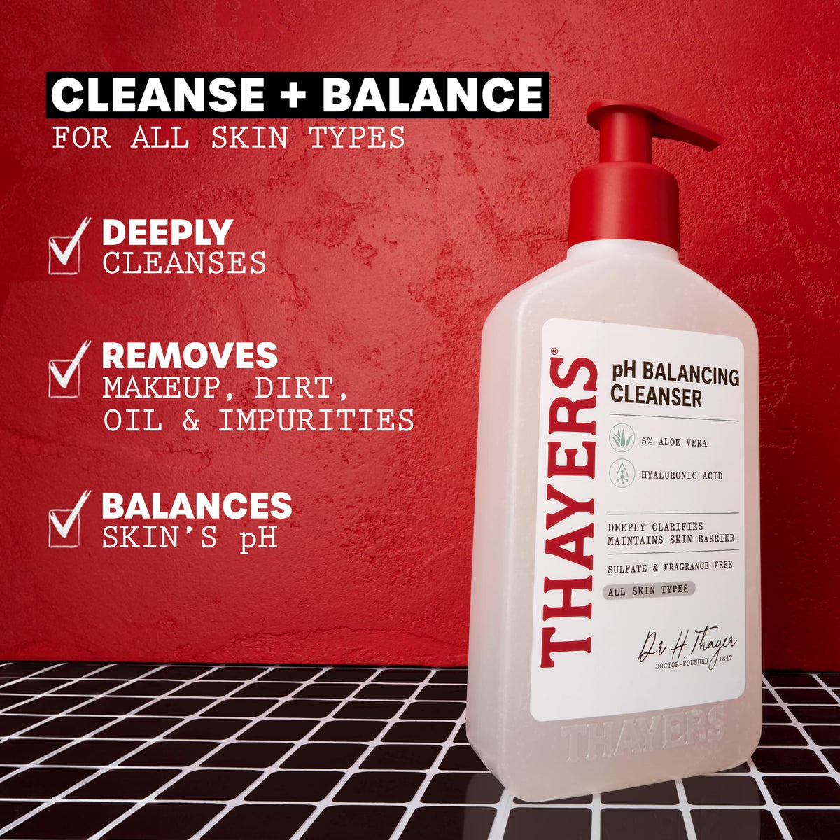 THAYERS foam dispensed in hand demonstrating gentle lather
