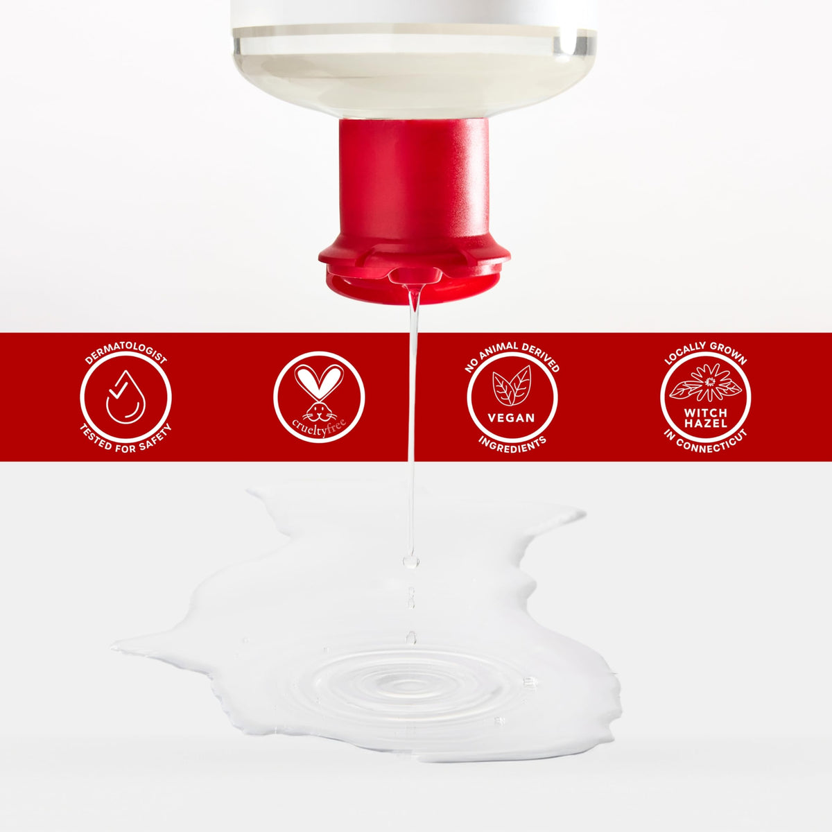 Thayers size scale next to hand illustrating 12 fl oz value and long-lasting supply